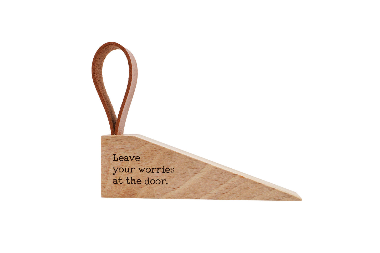 Wooden Door Stop | 'Leave your worries at the door' | Rustic Home Accessory with Loop | Home Decor | New Home Gift
