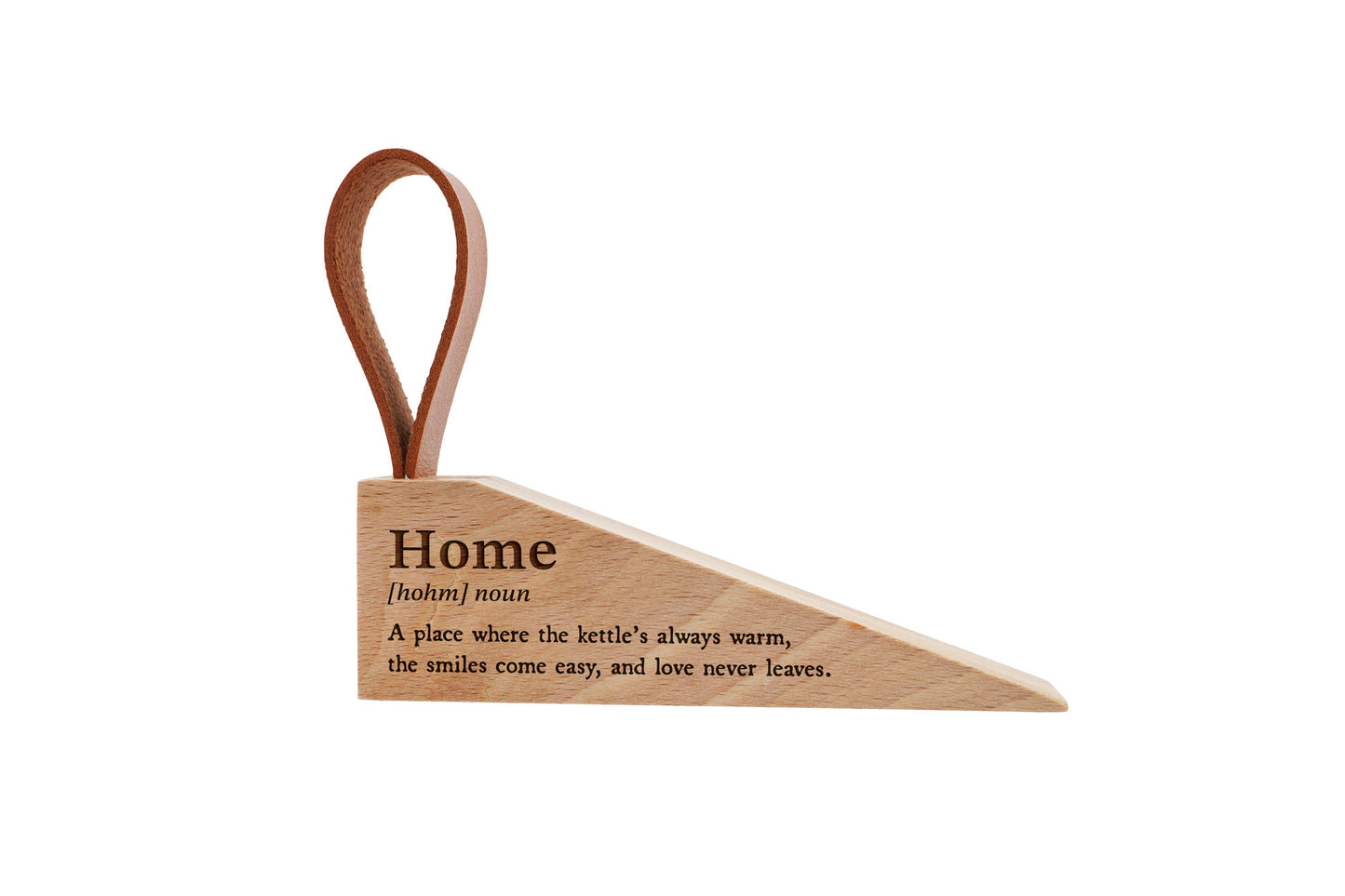 Home Definition Wooden Door Stop | Rustic Home Decor with Loop | Cosy Entryway Accent | Housewarming Gift | Home Décor