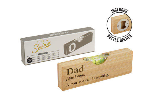 Wooden Spirit Level Bottle Opener 'Dad' Dictionary Definition | Fathers Day | Gift Box | Engraved Gift | Gift For Him