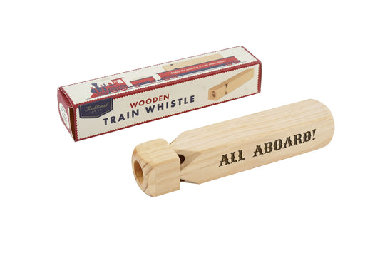 All Aboard Engraved Train Wooden Whistle | Choo Choo | Gift Boxed | Holiday Stocking Filler | Charming Toy Gift for Kids & Seasonal Fun