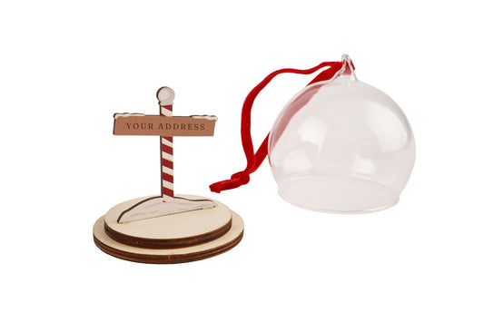 Personalised North Pole Christmas Bauble | Custom Family Home Address | Glass Christmas Keepsake Tree Decoration Ornament | Boxed