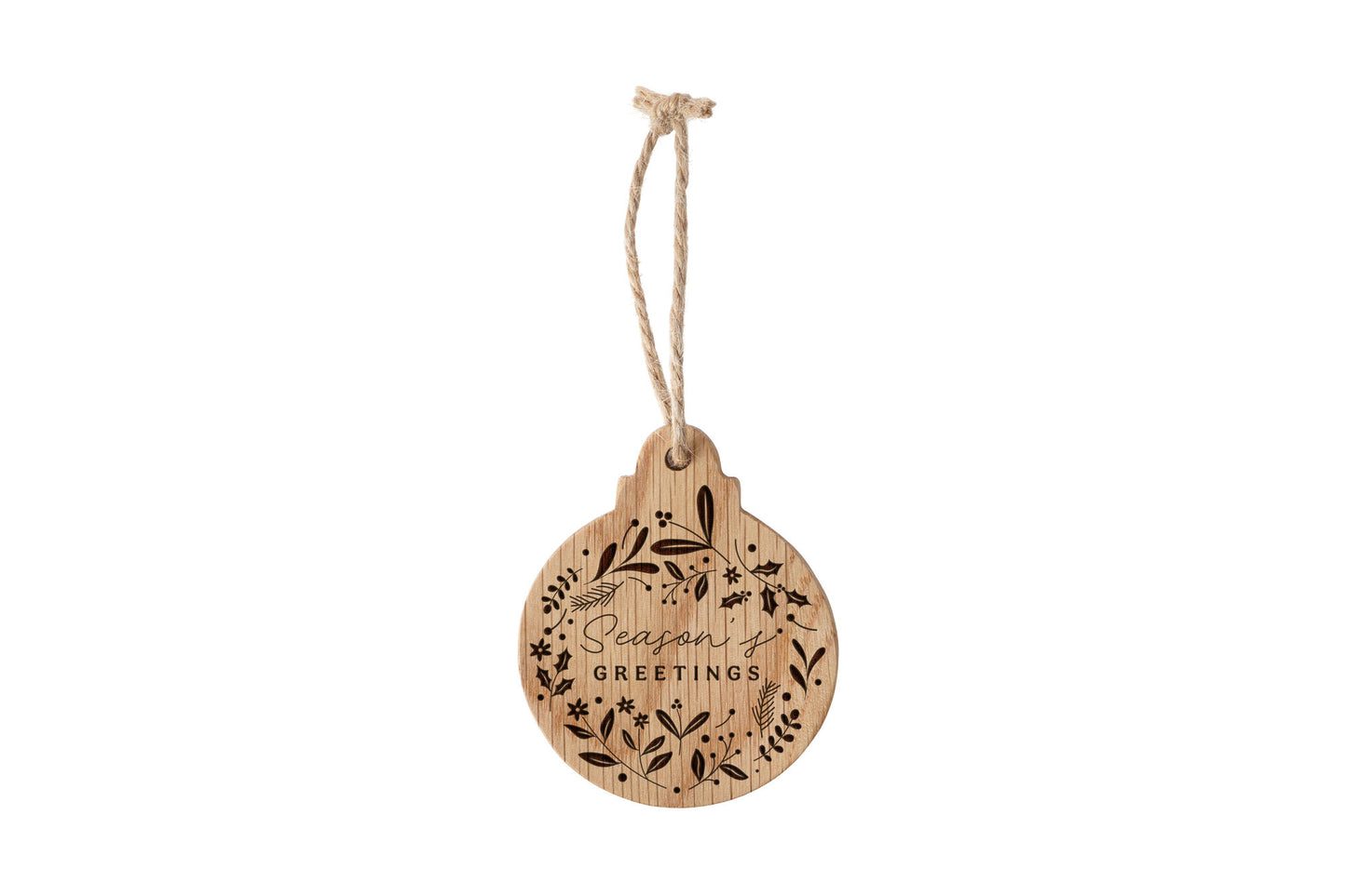 Oak Hanging Bauble 'Season's Greetings' | Festive Decoration | Tree Hanger | Wall Hanger | Hanging Sign