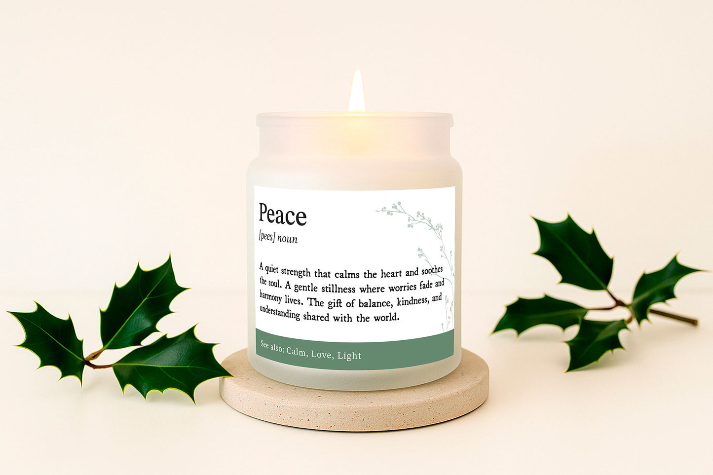 Gingerbread Scented Christmas Candle | 'Peace' Definition | Seasonal Winter Home Décor