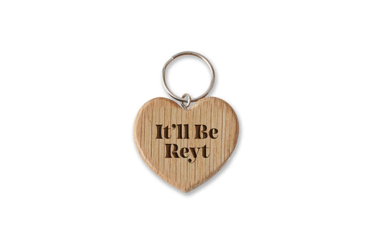 Oak Heart Keyring - 'It'll Be Reyt' | House Keys | Novelty