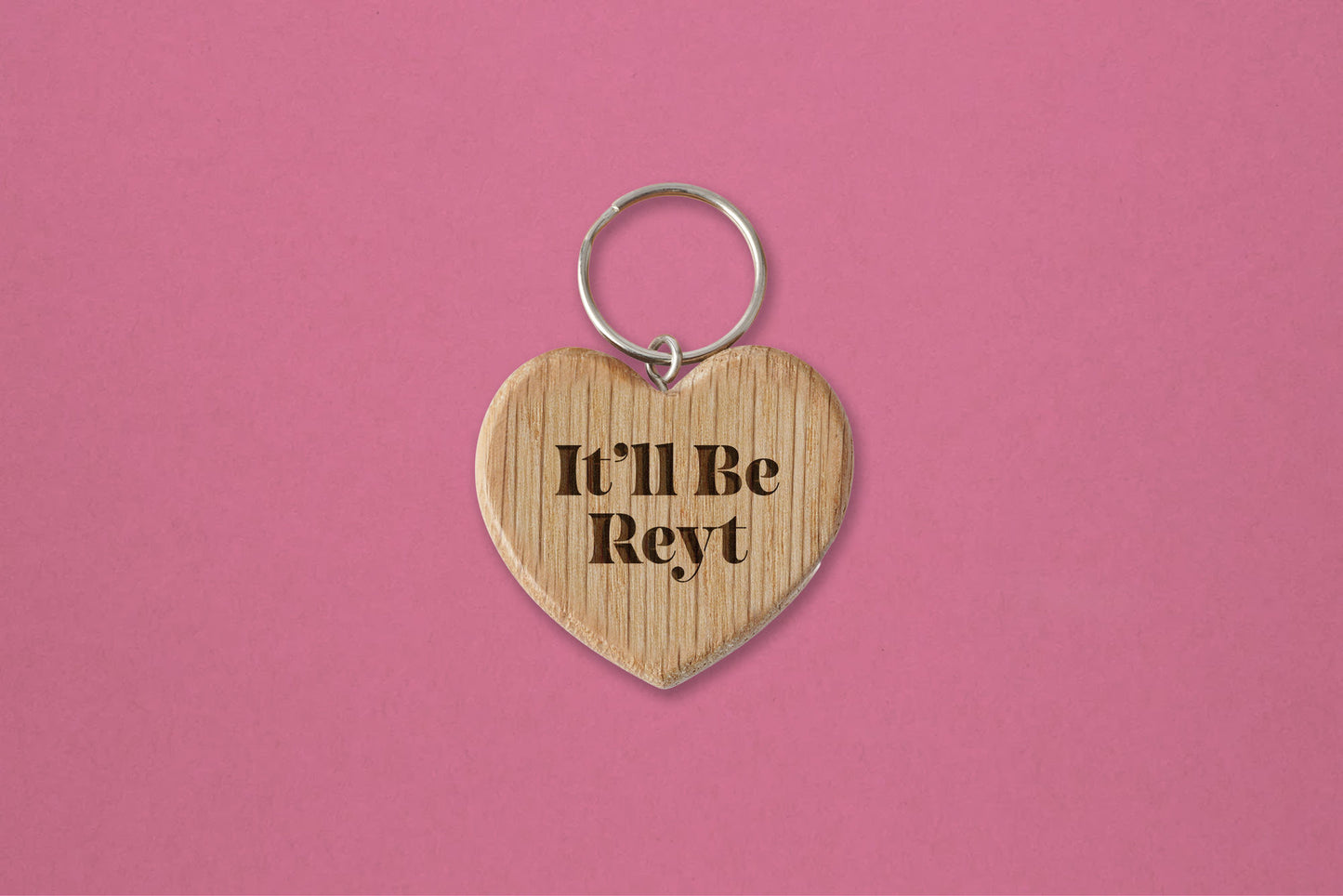 Oak Heart Keyring - 'It'll Be Reyt' | House Keys | Novelty