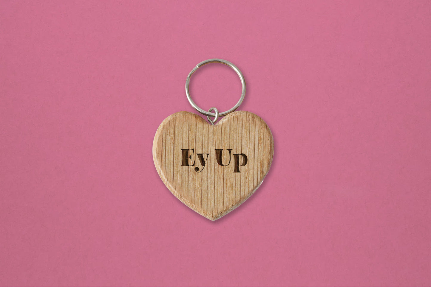 Oak Heart Keyring - 'Ey Up' | House Keys | Novelty