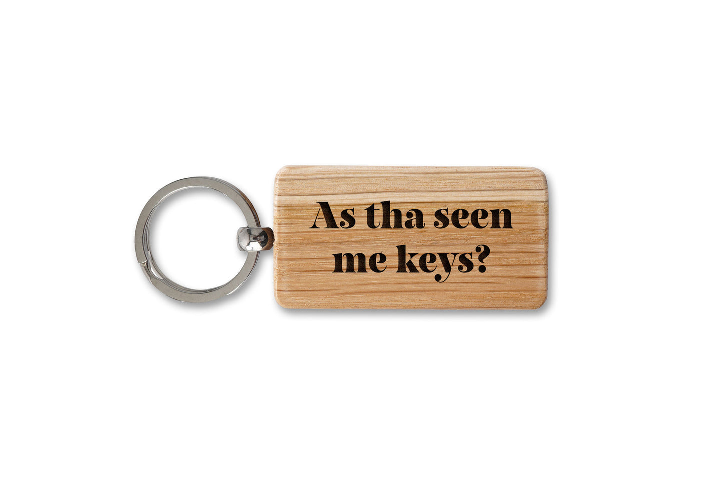 Rectangular Oak Keyring - 'As Tha Seen Me Keys'  | Accessory | Keychain | House Keys