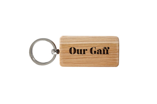 Rectangular Oak Keyring - 'Our Gaff' | Accessory | Keychain | House Keys