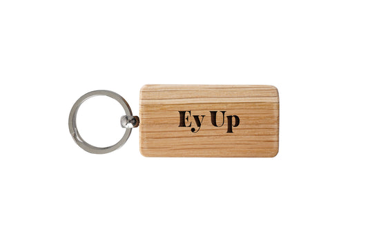 Rectangular Oak Keyring - 'Ey Up' | Accessory | Keychain | House Keys