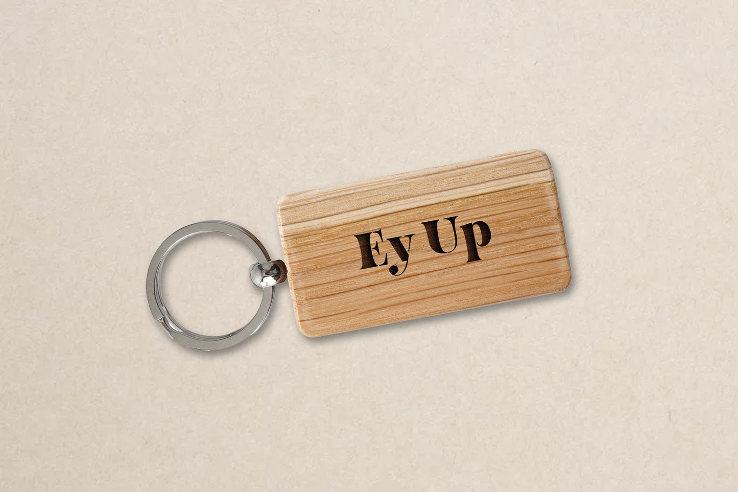 Rectangular Oak Keyring - 'Ey Up' | Accessory | Keychain | House Keys