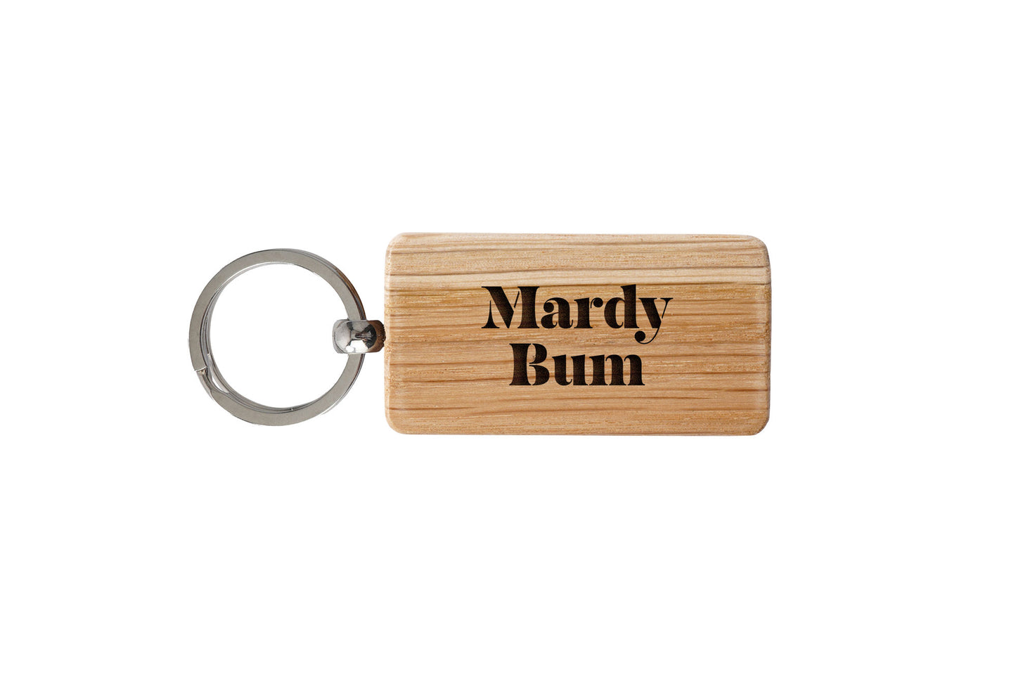 Rectangular Oak Keyring - 'Mardy Bum' | Accessory | Keychain | House Keys