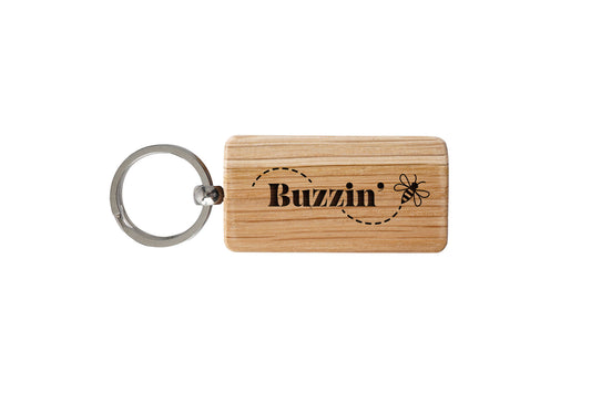 Rectangular Oak Keyring - 'Buzzin' | Accessory | Keychain | House Keys