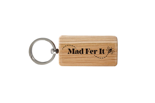 Rectangular Oak Keyring - 'Mad Fer It' | Accessory | Keychain | House Keys