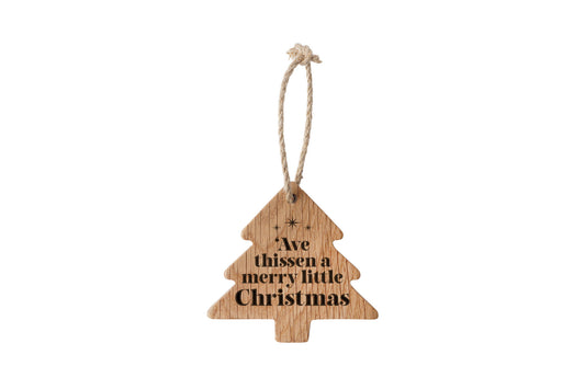 Oak Hanging Tree - 'Ave Thissen A Merry Little Christmas' | Festive Decoration | Tree Hanger | Wall Hanger | Hanging Sign
