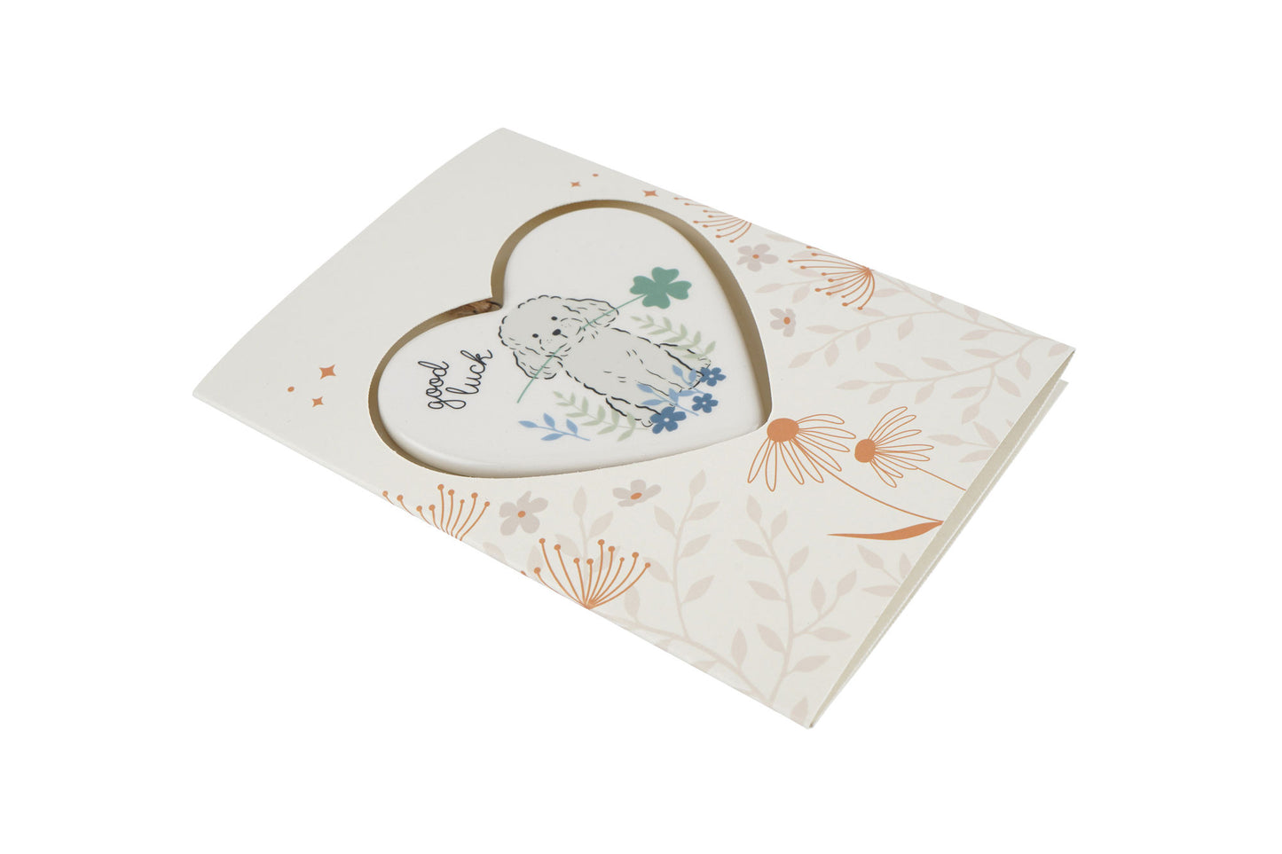 Just Paws 'Good Luck' Greeting Card With Heart Hanger | Stationery | Keepsake