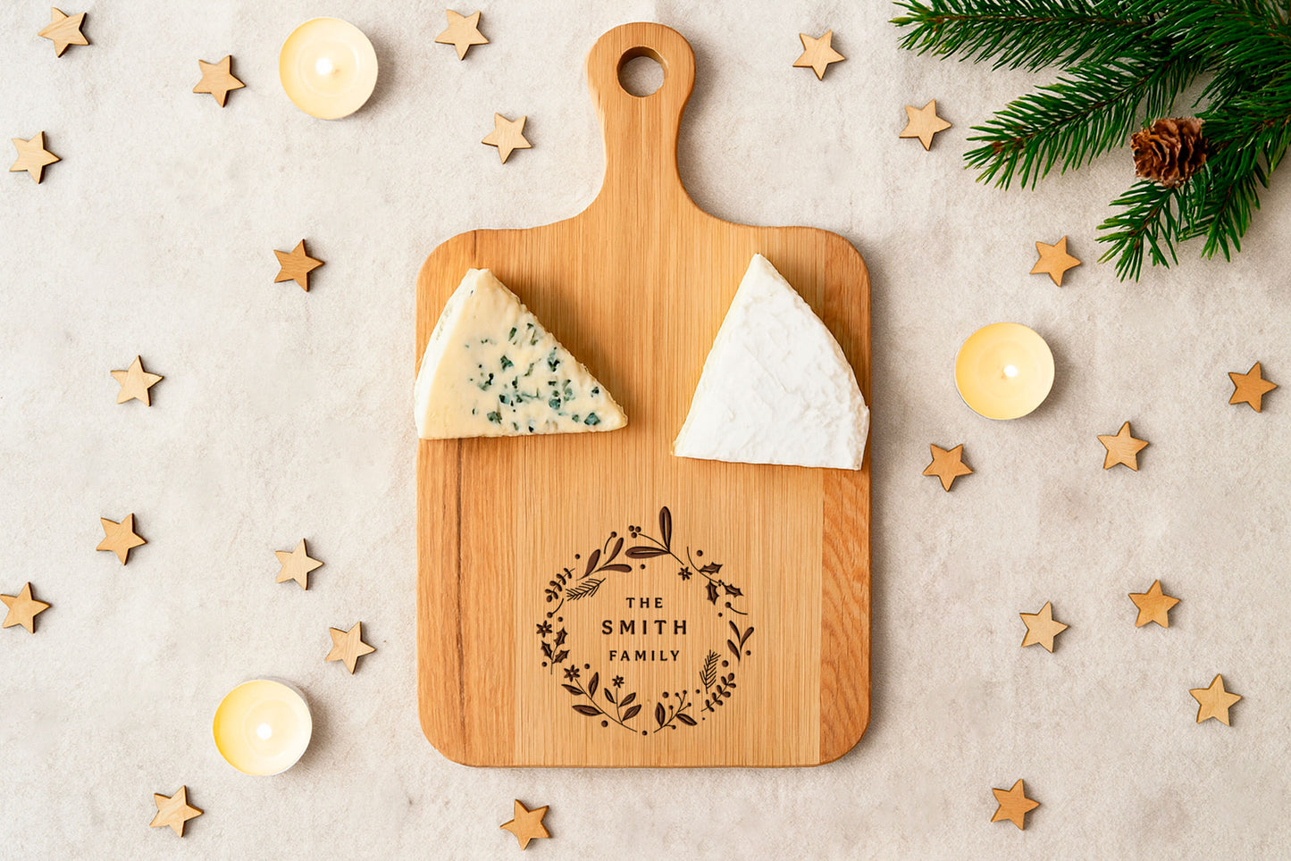 Oak Cheeseboard 'Personalised Family Name' | Festive Cheeseboard | Table Decor | Christmas Tableware