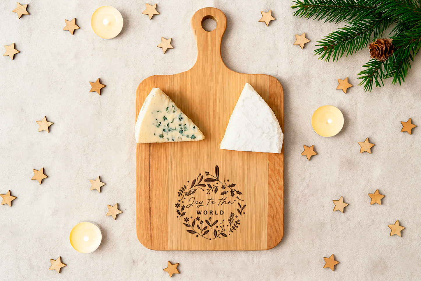 Oak Cheeseboard 'Joy To The World' | Festive Cheeseboard | Table Decor | Christmas Tableware