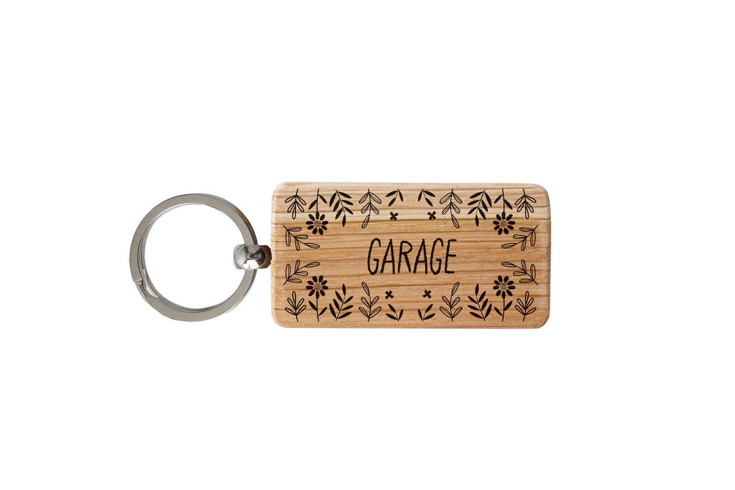 The Potting Shed 'Garage' Oak Rectangle Keyring | Accessory | Handbag | Keychain