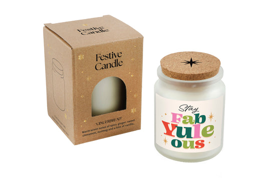 Gingerbread Scented Christmas Candle | 'Stay Fab-Yule-ous' | Seasonal Winter Home Décor