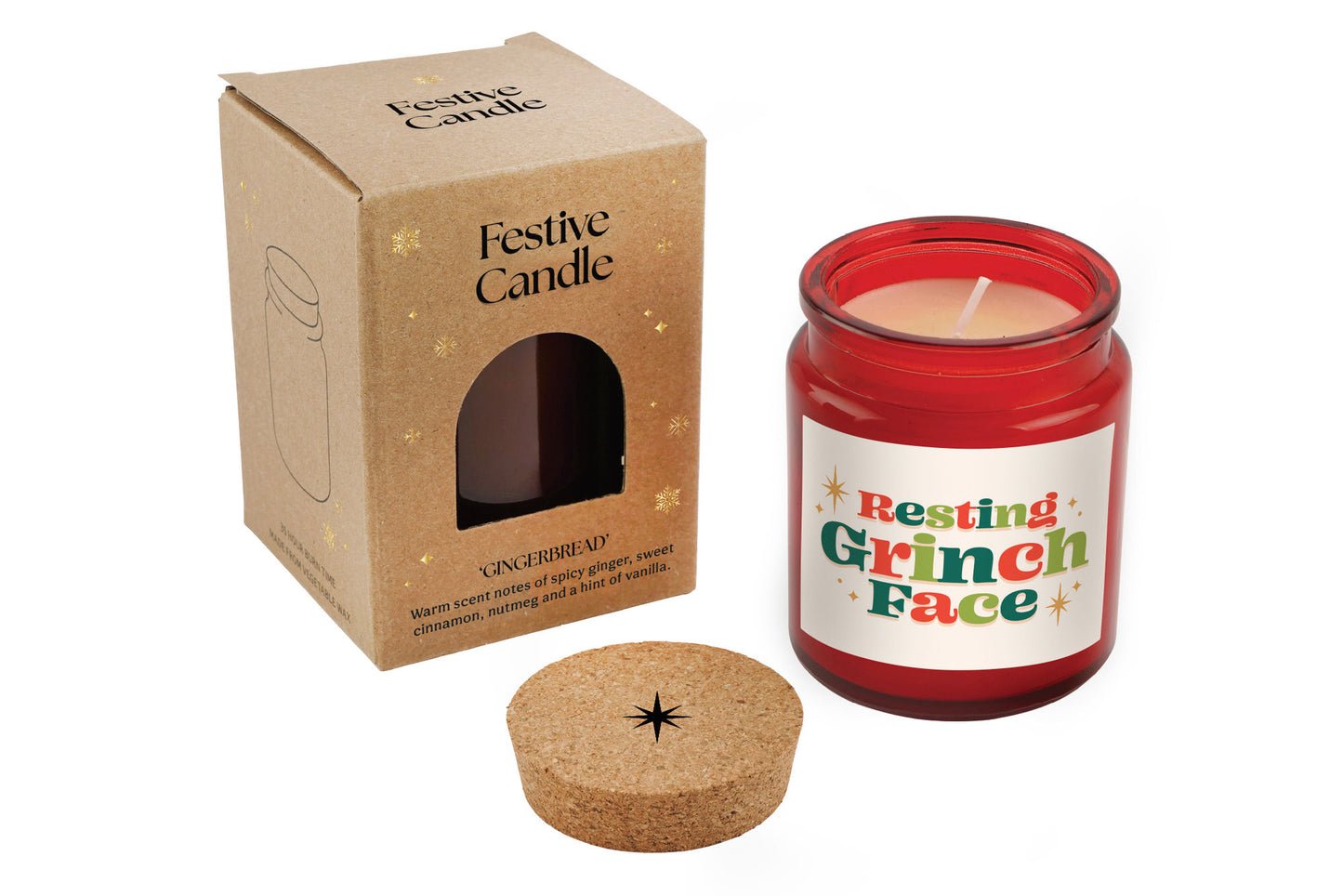 Gingerbread Scented Christmas Candle | 'Resting Grinch Face' | Red | Seasonal Winter Home Décor