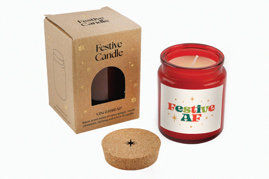 Gingerbread Scented Christmas Candle | 'Festive AF' | Red | Seasonal Winter Home Décor