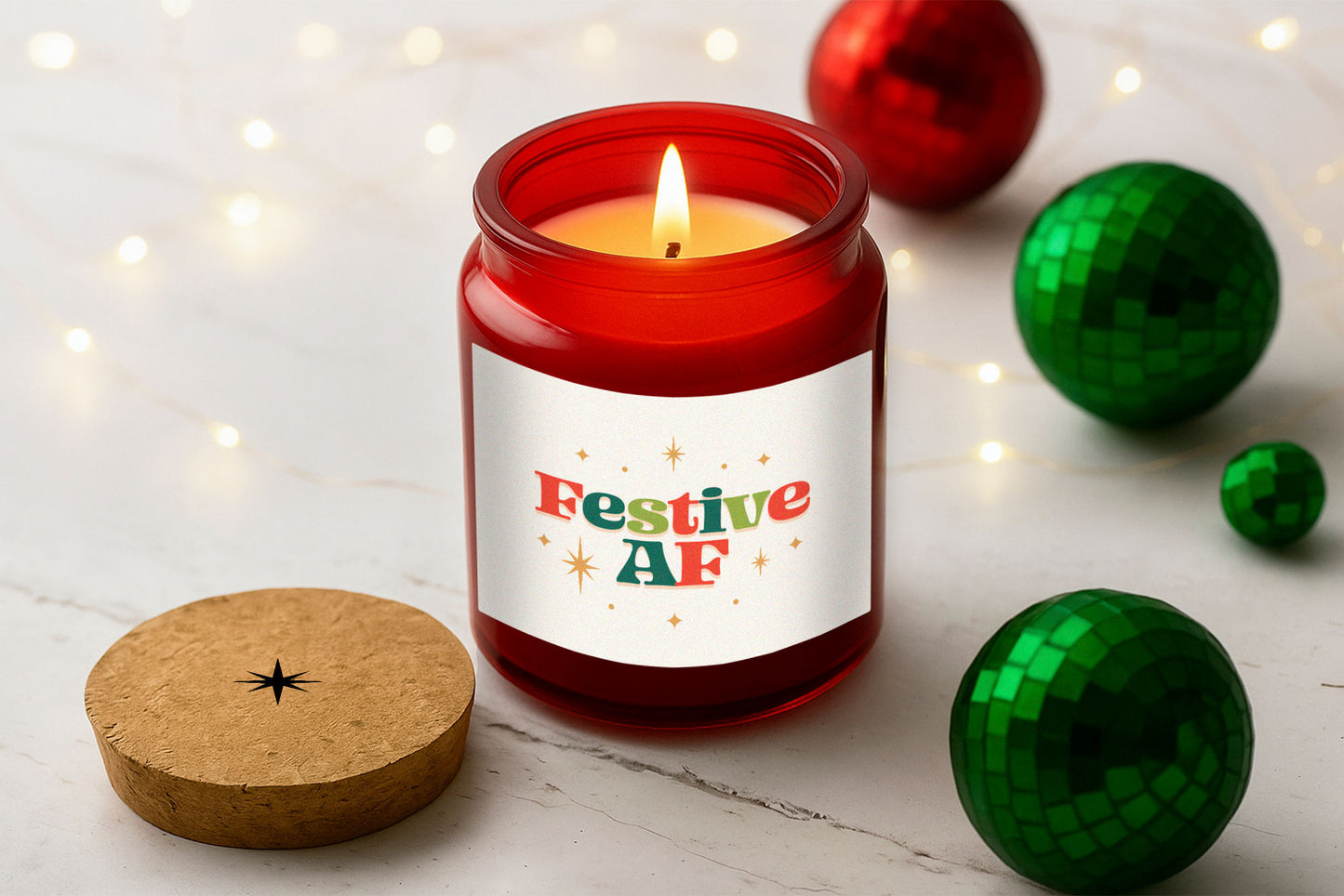 Gingerbread Scented Christmas Candle | 'Festive AF' | Red | Seasonal Winter Home Décor