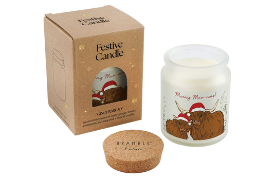Gingerbread Scented Christmas Candle | 'Merry Moo-mas!' | Highland Cow | Seasonal Winter Home Décor