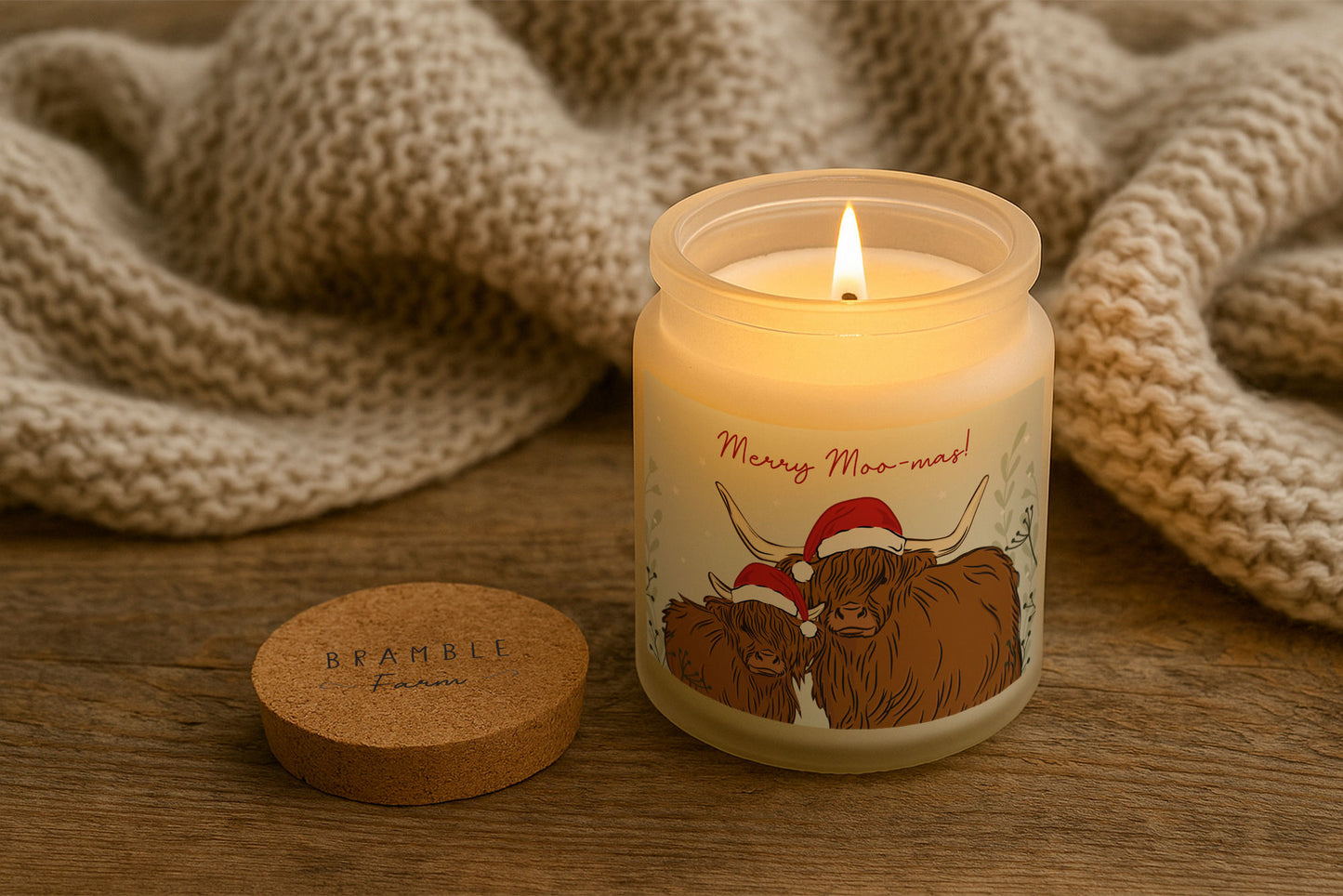Gingerbread Scented Christmas Candle | 'Merry Moo-mas!' | Highland Cow | Seasonal Winter Home Décor