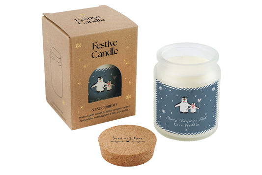 Personalised Gingerbread Scented Christmas Candle | 'Merry Christmas Dad Love ...' | Penguins | Seasonal Winter Home Décor