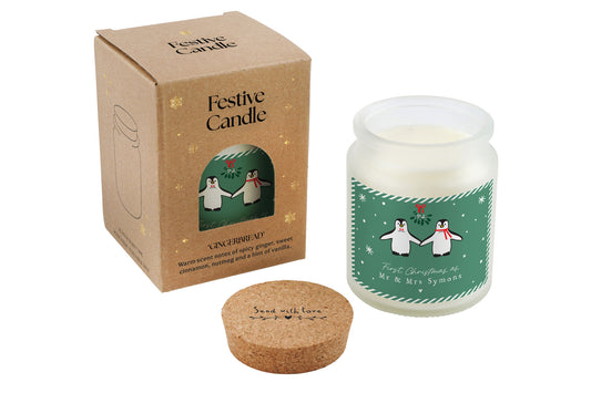 Personalised Gingerbread Scented Christmas Candle | 'First Christmas as Mr & Mrs ...' | Wedding Gift | Seasonal Winter Home Décor