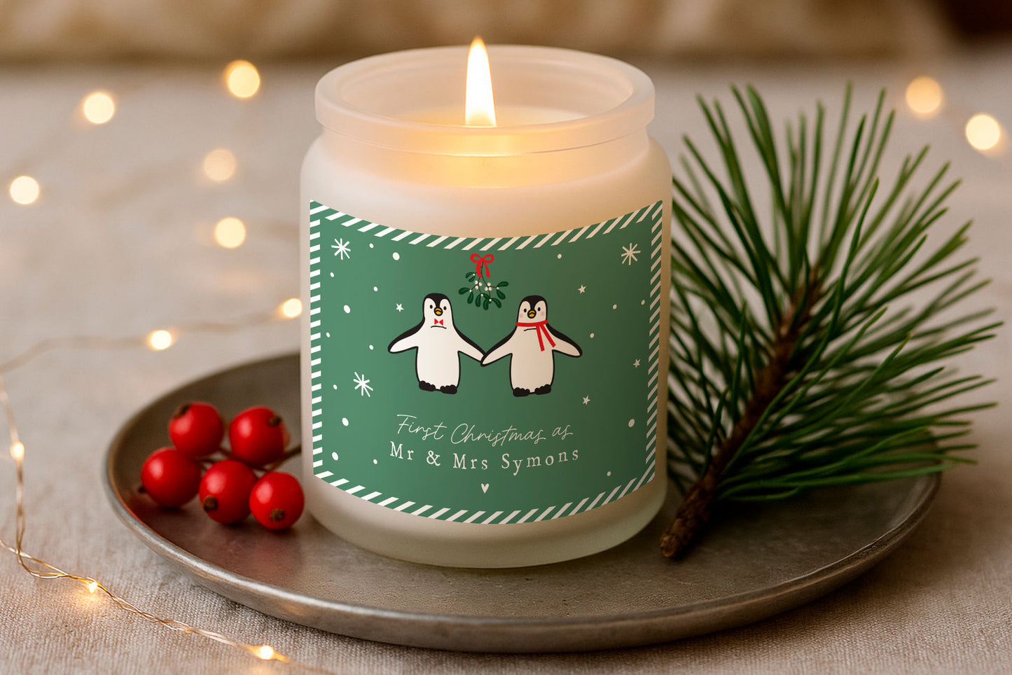 Personalised Gingerbread Scented Christmas Candle | 'First Christmas as Mr & Mrs ...' | Wedding Gift | Seasonal Winter Home Décor