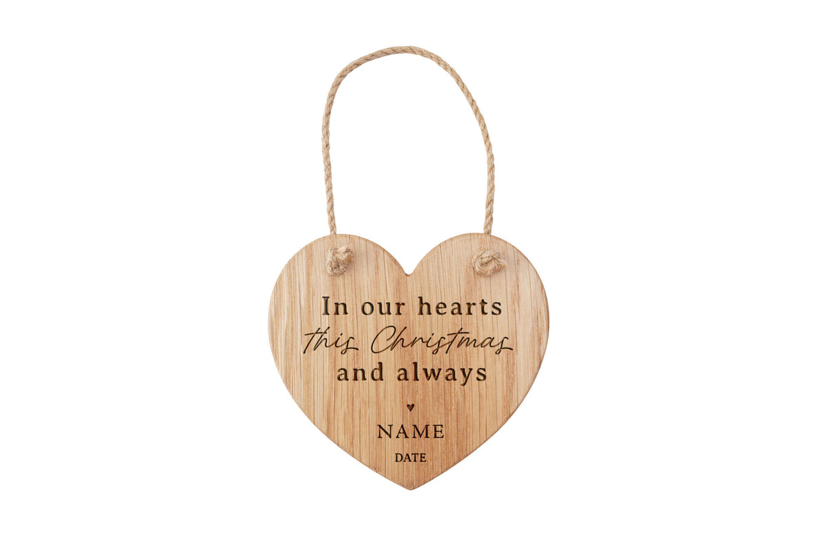 Personalised Oak Heart Hanger - 'In Our Hearts...' | Home Decor | Sentiment | Engraved