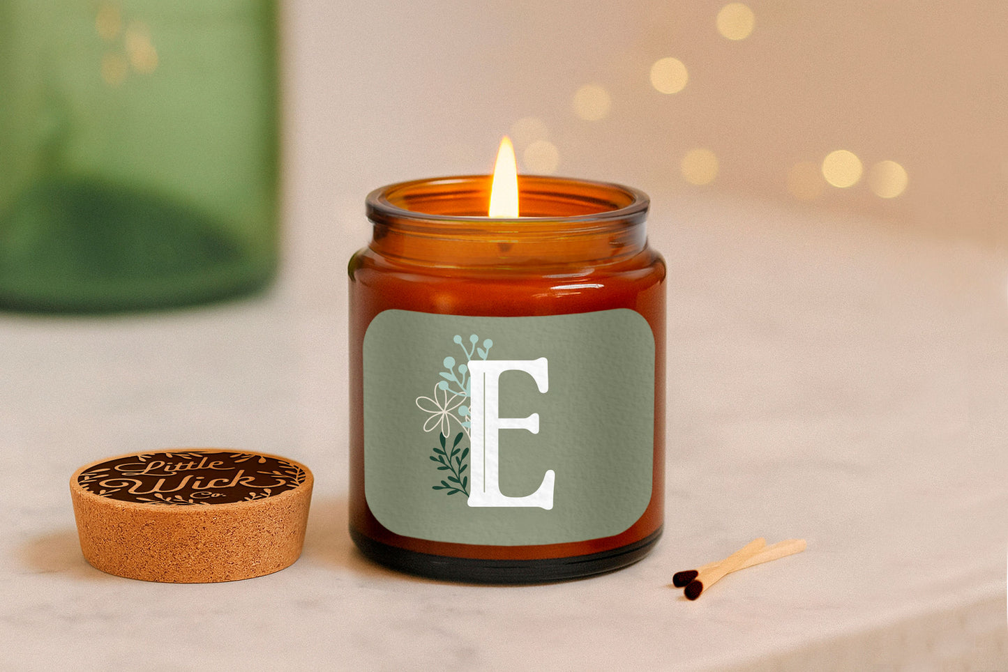 Alphabet Initial Candle • A - Z • Scented Brown Glass Jar Candle