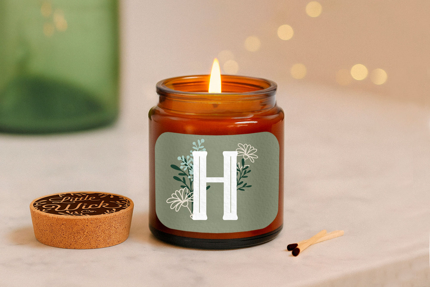 Alphabet Initial Candle • A - Z • Scented Brown Glass Jar Candle
