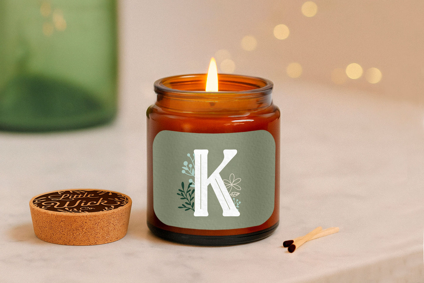 Alphabet Initial Candle • A - Z • Scented Brown Glass Jar Candle