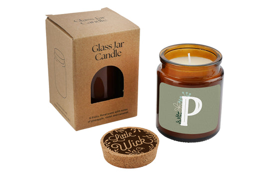 Alphabet Initial Candle • A - Z • Scented Brown Glass Jar Candle