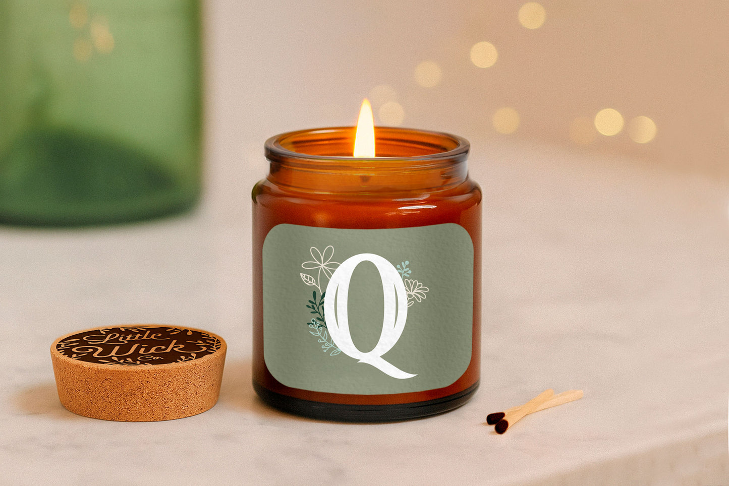 Alphabet Initial Candle • A - Z • Scented Brown Glass Jar Candle