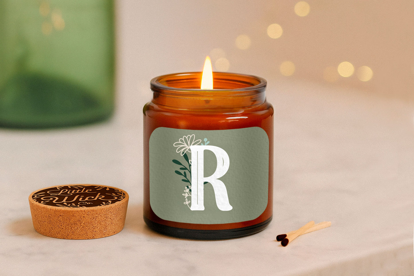 Alphabet Initial Candle • A - Z • Scented Brown Glass Jar Candle