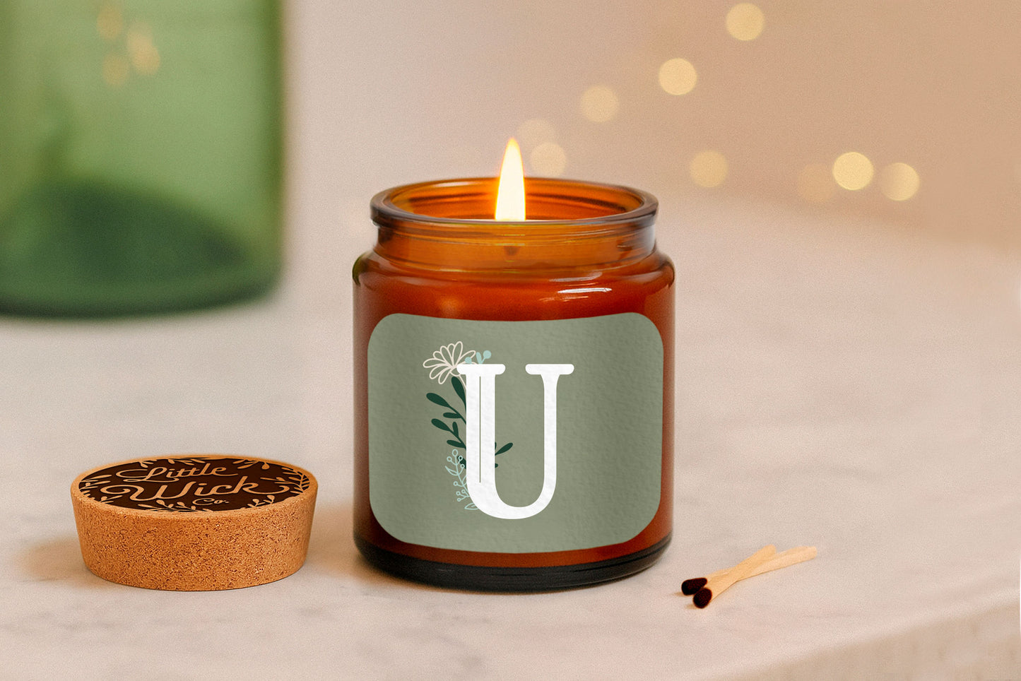 Alphabet Initial Candle • A - Z • Scented Brown Glass Jar Candle