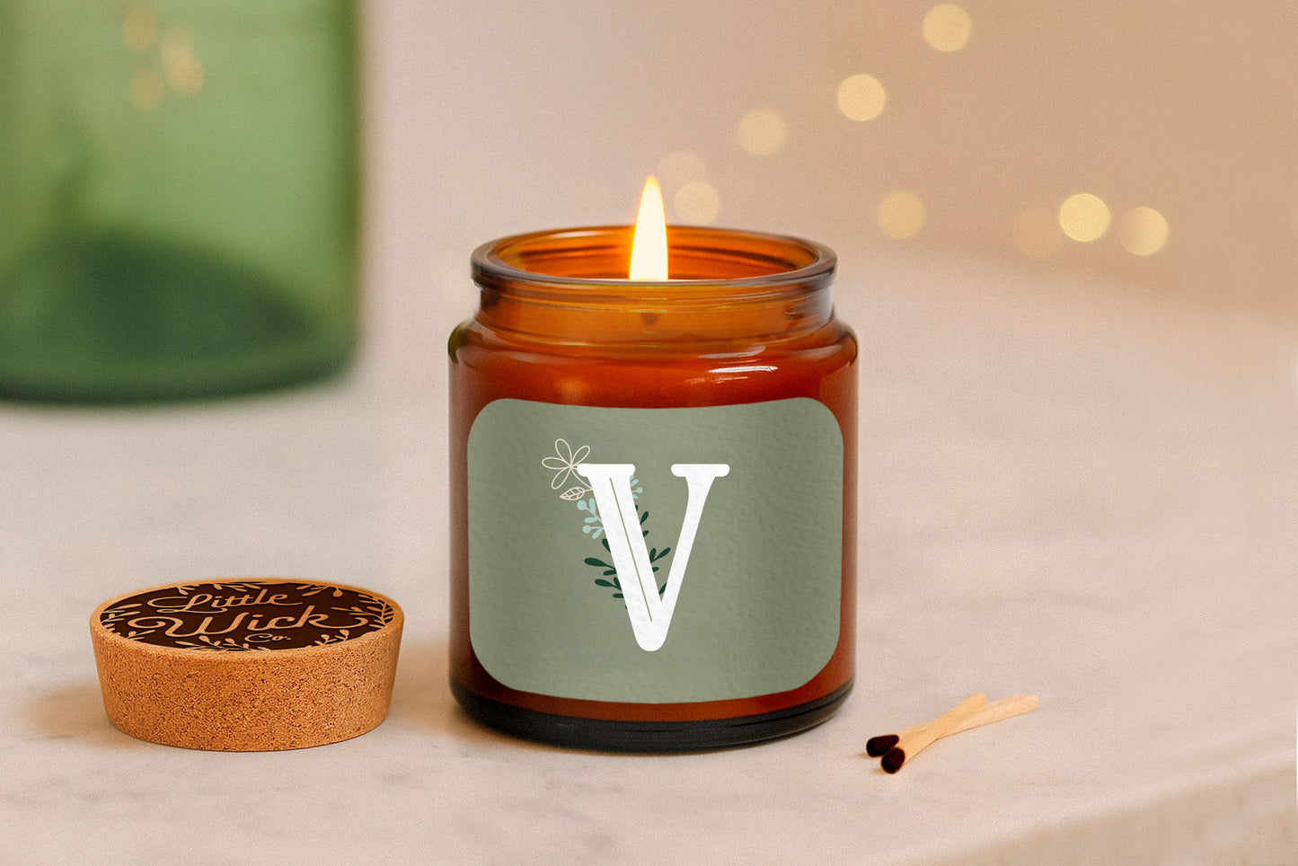 Alphabet Initial Candle • A - Z • Scented Brown Glass Jar Candle