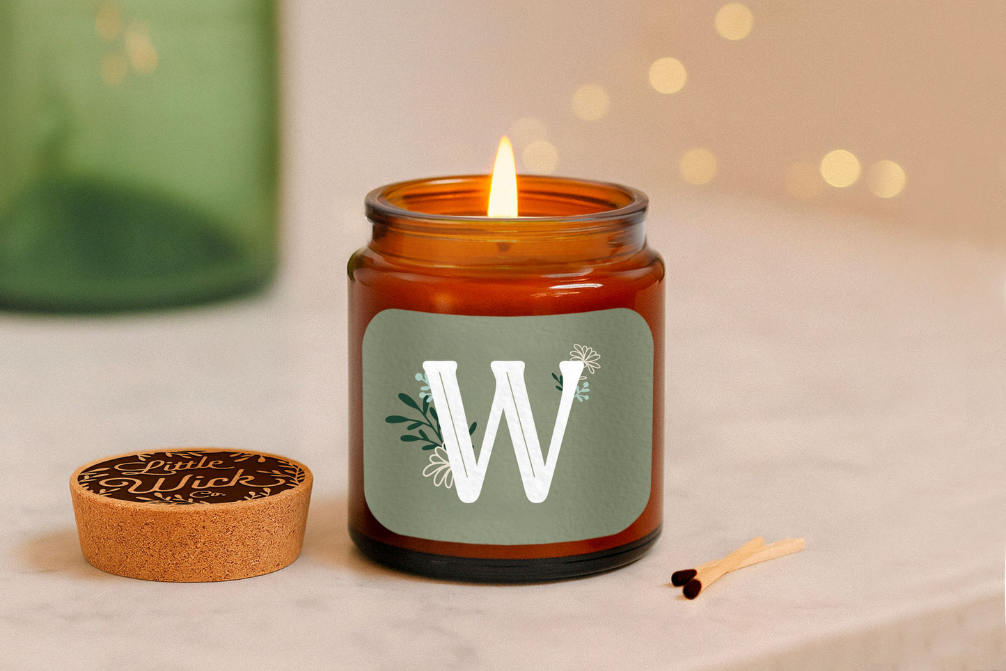 Alphabet Initial Candle • A - Z • Scented Brown Glass Jar Candle