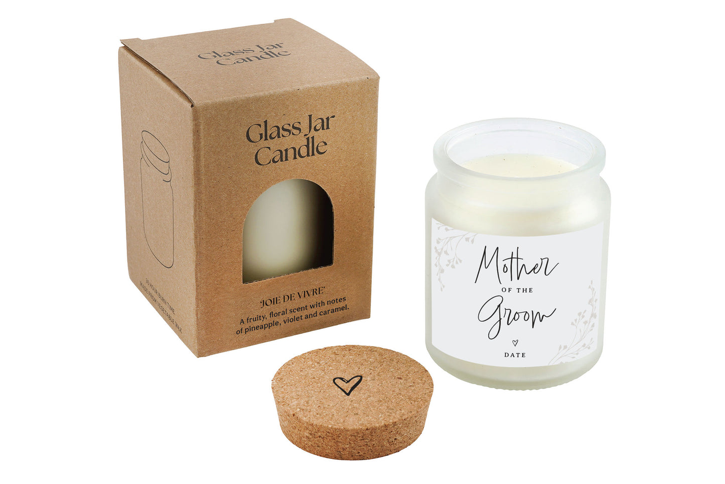 Personalised 'Mother Of The Groom' Scented White Glass Jar Candle • Gift Box