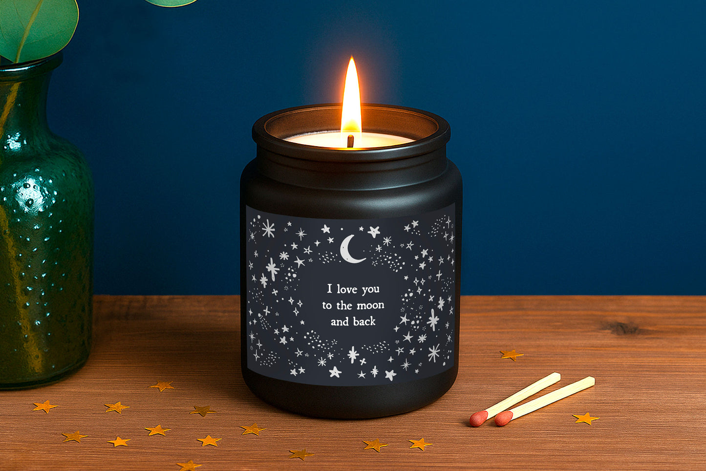 I Love You To The Moon And Back Large Black Scented Jar Candle • Gift Box
