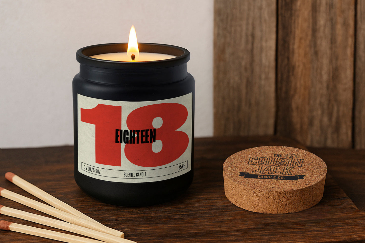 18th Birthday Black Scented Candle • Eighteen • Eightieth Birthday • Gift Box