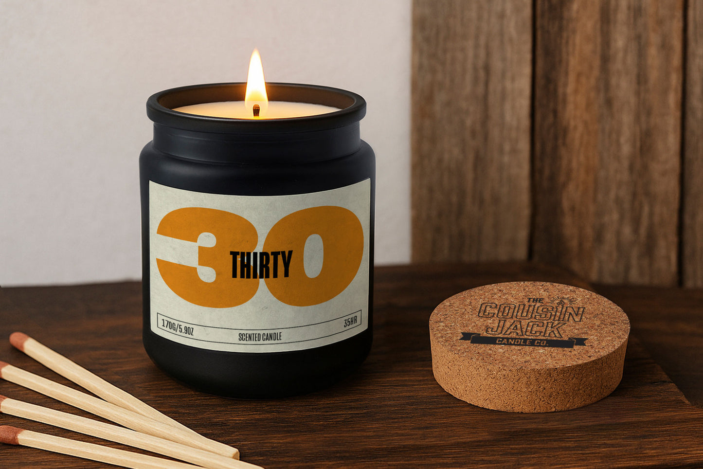 30th Birthday Black Scented Candle • Thirty • Thirtieth Birthday • Gift Box