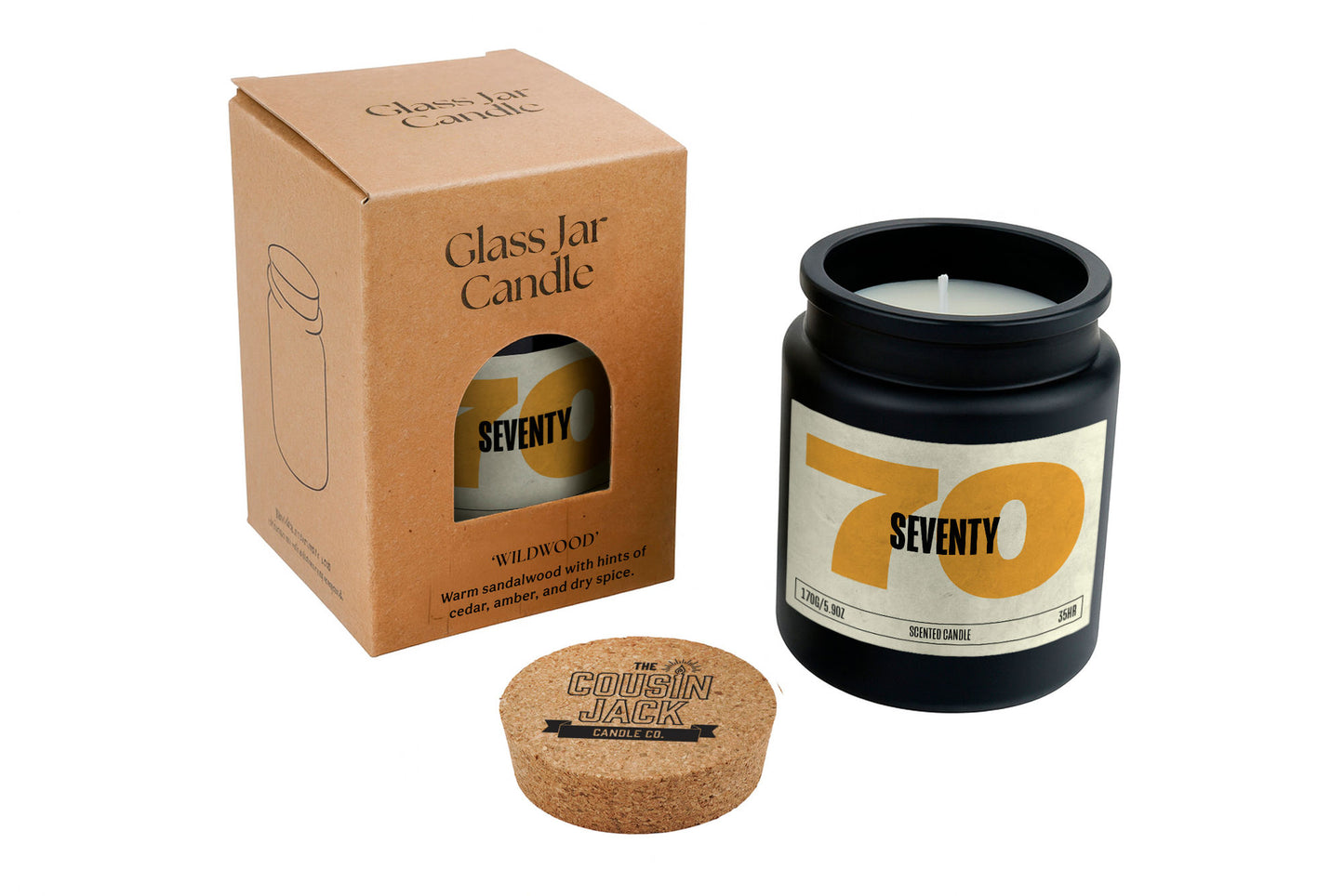 70th Birthday Black Scented Candle • Seventy • Seventieth Birthday • Anniversary • Gift Box