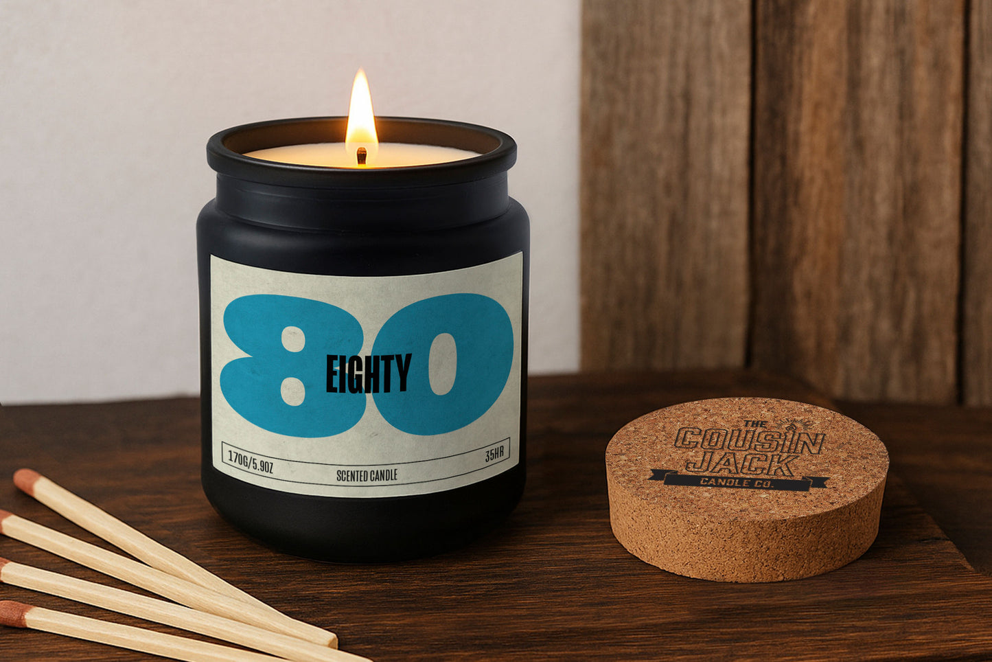 80th Birthday Black Scented Candle • Eighty • Eightieth Birthday • Anniversary • Gift Box