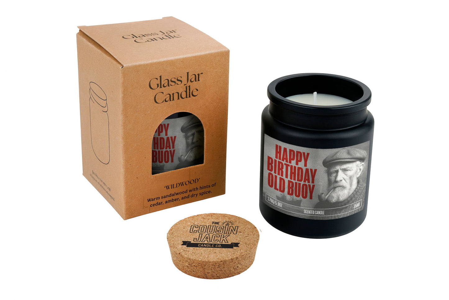 Happy Birthday Old Buoy Black Scented Candle • Birthday Candle • Gift Box