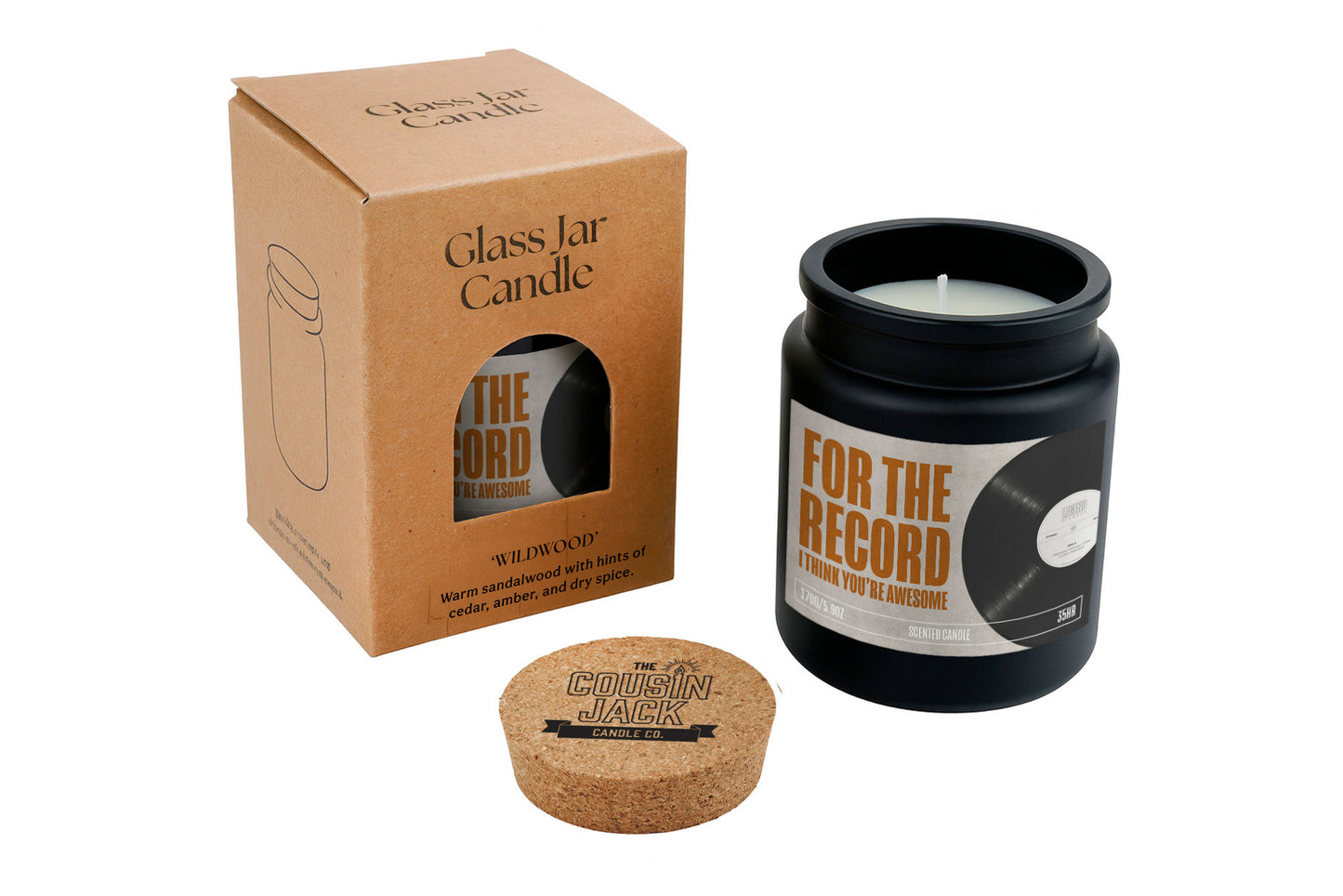 Scented Candle • Wildwood Sandalwood, Music Lover Gift