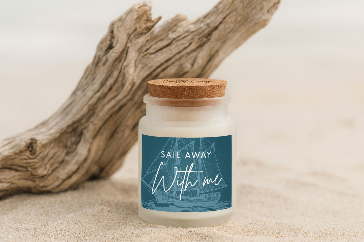 Sail Away With Me White Scented Glass Jar Candle • Coastal Living • Gift Box
